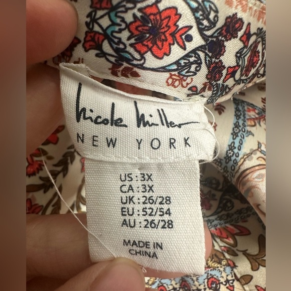 Nicole Miller Patchwork Blouse - Orange and Cream - Picture 2 of 7